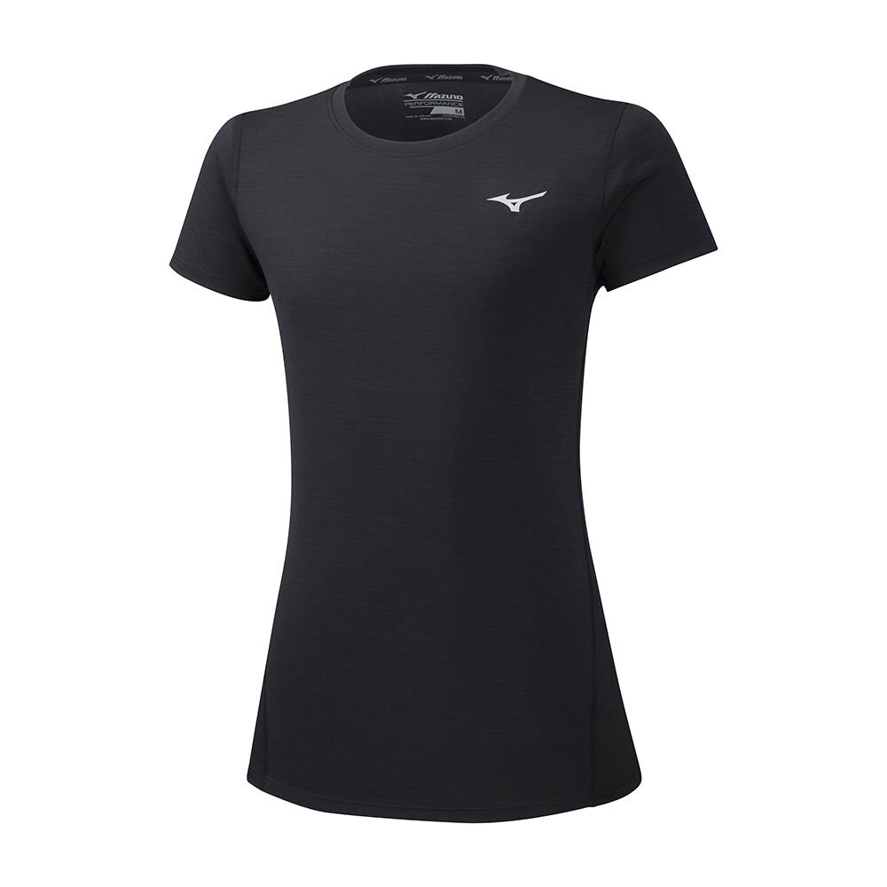 Women's Mizuno T-Shirts Black Impulse Core Apparel - J2GA772109